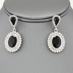 Silver w/Black Bridal Drop Earrings